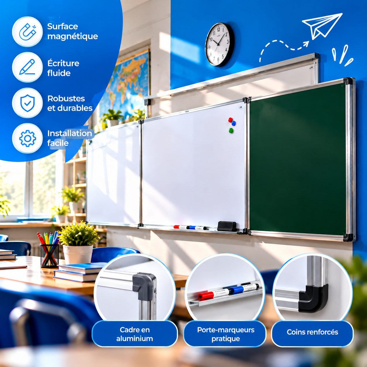 Tableaux scolaires modernes en classe